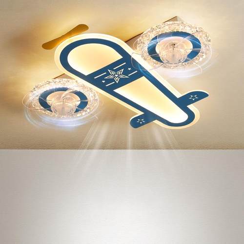 儿童房间灯全光谱led护眼飞机风扇灯卡通现代男孩卧室风扇吸顶灯