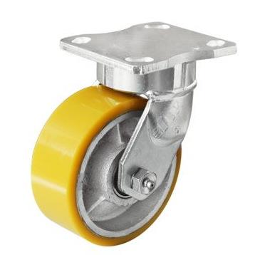 8寸聚氨酯活动轮 载重800KG安装固定257MM 轮宽50MM 好脚轮