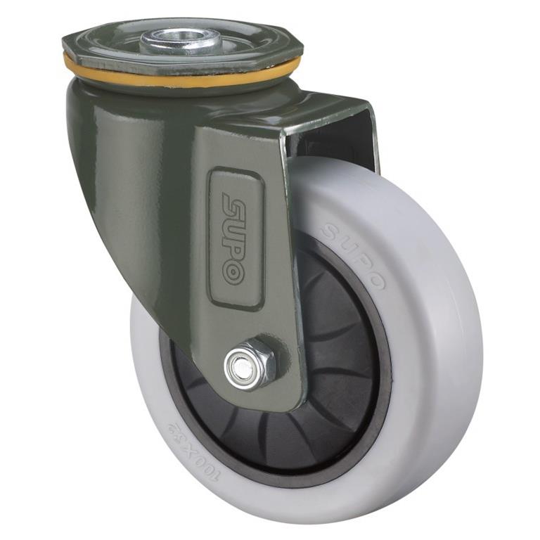 SUPO向荣4寸孔顶防静电TPR导电轮静音万向脚轮 J03S-03-100-432