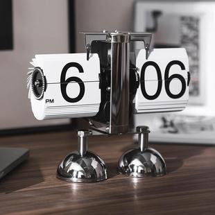 天平数字自动翻页时钟机械桌面钟表创意摆件客厅轻奢时尚简约欧式