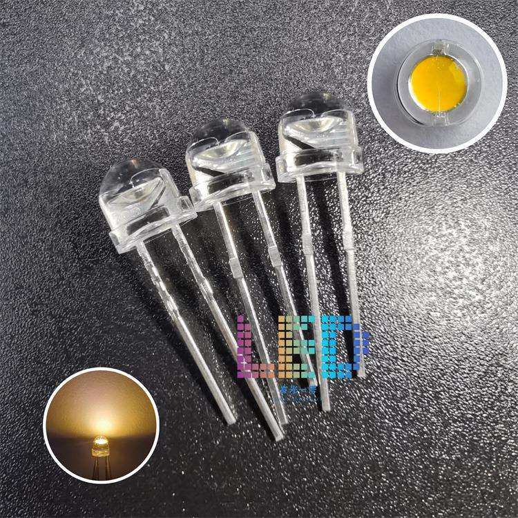 F5草帽大杯暖白色0.3瓦 4.8MM草帽散光0.3W暖黄光LED发光插件灯珠