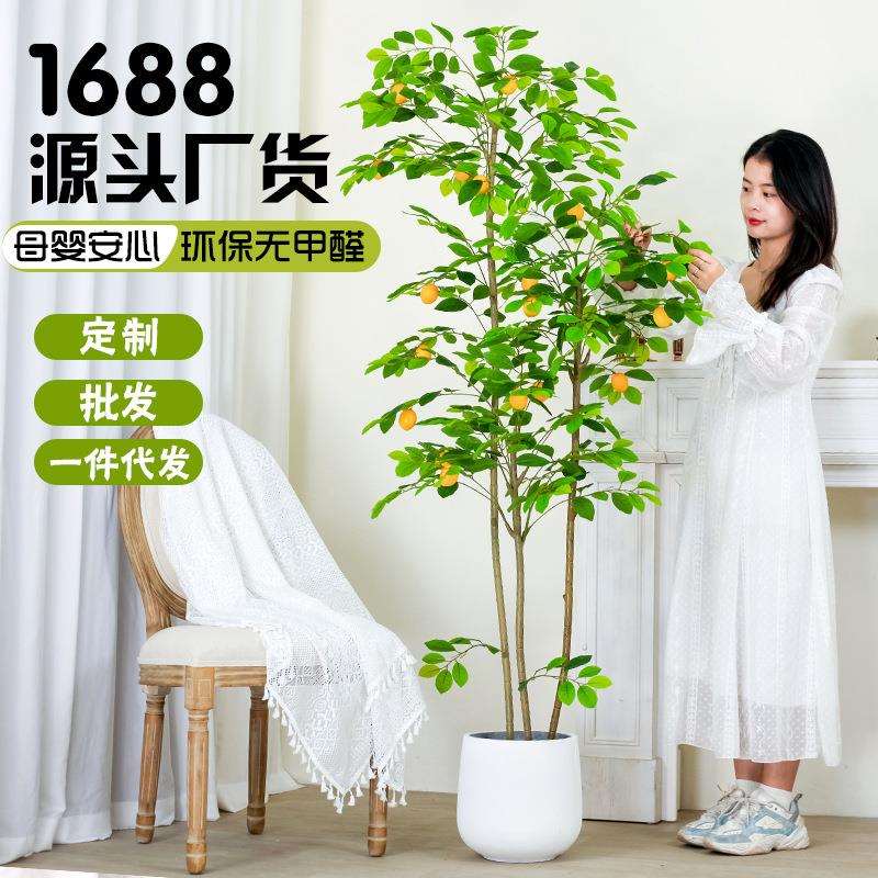 家居仿真盆栽柠檬树仿真绿植装饰植物造景景观软装美陈客厅民宿