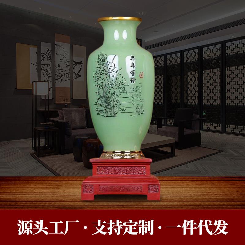 源头厂货年年有余花瓶摆件客厅办公室玄关风水摆件花瓶树脂工艺品