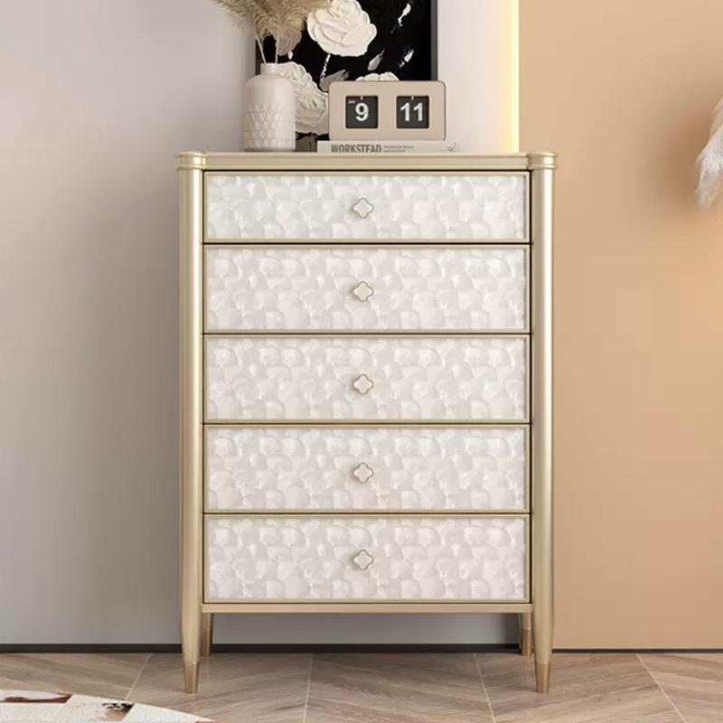 美式轻奢贝壳五斗柜法式奶油风卧室抽屉储物柜现代简约实木床尾柜