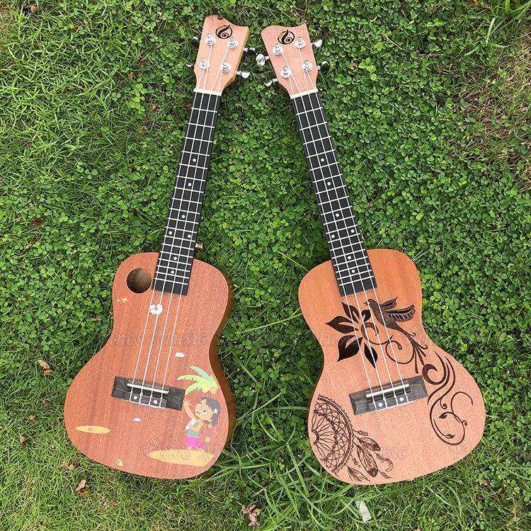 23寸尤克里里 乌克丽丽Ukulele GKC-45面板雕刻图案乐器厂家