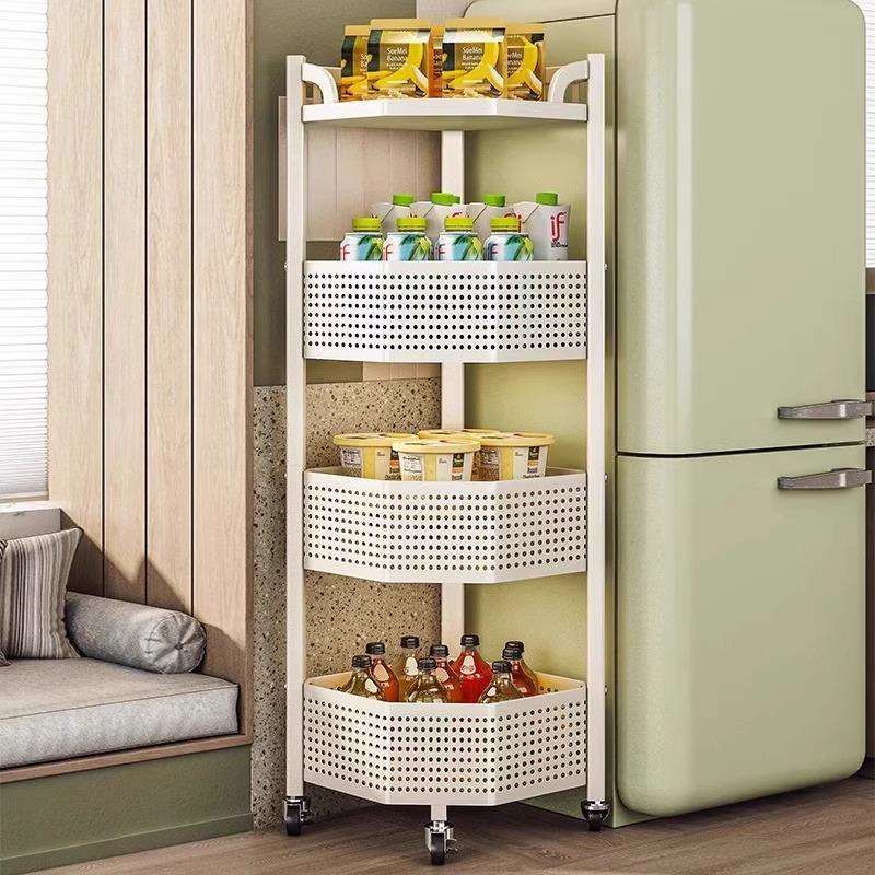 厨房三角可移动置物架转角水果蔬菜收纳篮子墙角锅具多功能收纳架