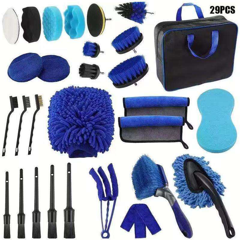 热卖跨境29件套洗车清洁刷电钻刷头清洁刷轮胎清洁刷车内饰洗车刷