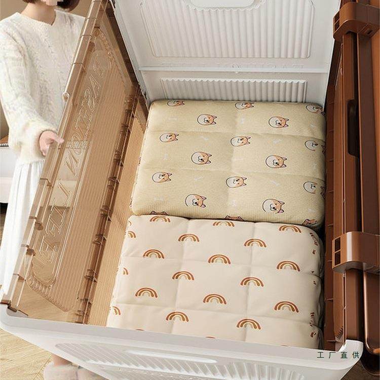衣服收纳箱大容量超大家用翻盖整理箱带轮储物柜加厚衣物被子专用