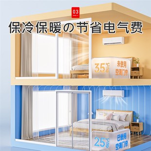 空调门帘隔断帘防冷气磨砂磁吸厨房遮挡帘透明挡风帘 2025新款