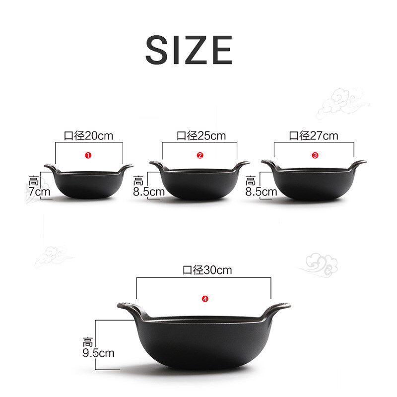 铸铁锅 无涂层炖锅 小泼油锅 木柄牛排元宝锅 加厚锅具套装圆压板