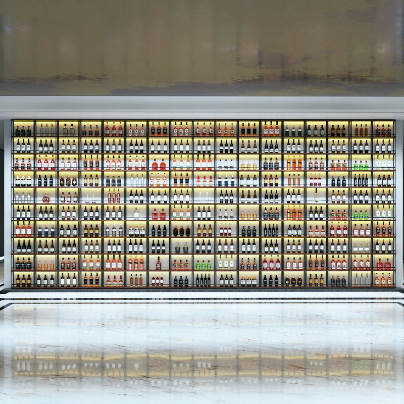 红酒架铁艺发光酒架展示架酒吧餐厅酒柜靠墙柱子置物架隔断啤酒架