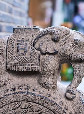 仿石雕石鼓门墩抱鼓石一对家用仿古庭院别墅装饰镇宅门口石墩摆件