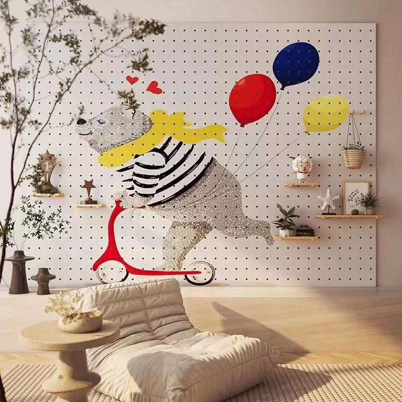 家用实木洞洞板墙上置物架入户玄关可定制万能挂板货架饰品展示架