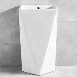 Простая и персонализированная раковина на пьедестале для ванной комнаты, вертикальная объединенная художественная раковина, встроенная напольная раковина для балкона, большая