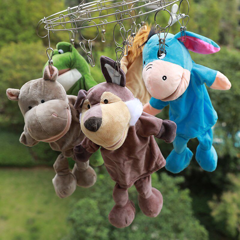 张嘴手偶玩具嘴巴能动幼儿园教具手指玩偶长腿大灰狼手套布偶动物