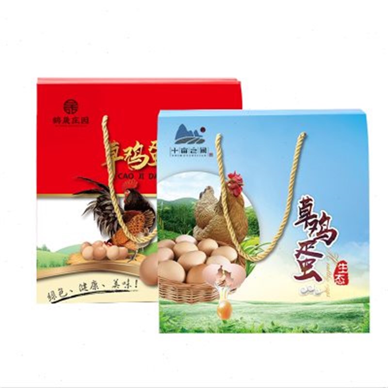 土鸡蛋包装盒手提礼盒草柴鸡蛋30枚40枚50枚60枚盒子包装箱加蛋托
