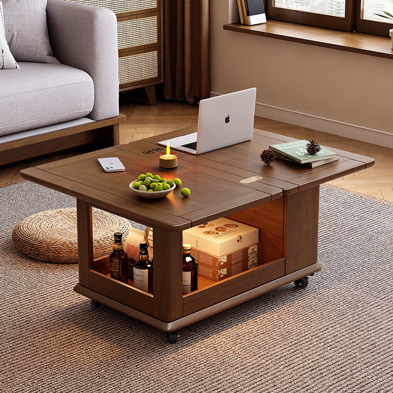 实木茶几折叠多功能小桌子小户型客厅边柜家用可移动推车沙发边几
