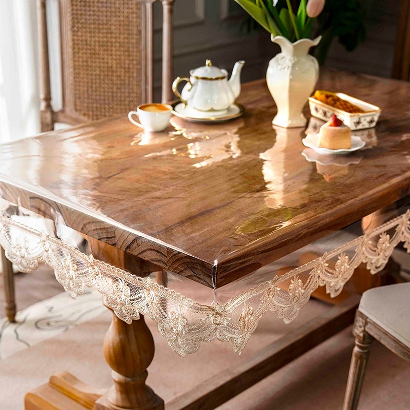 蕾丝pvc烤火桌子罩套透明软玻璃防水油冬季电炉子罩套烤火桌罩套