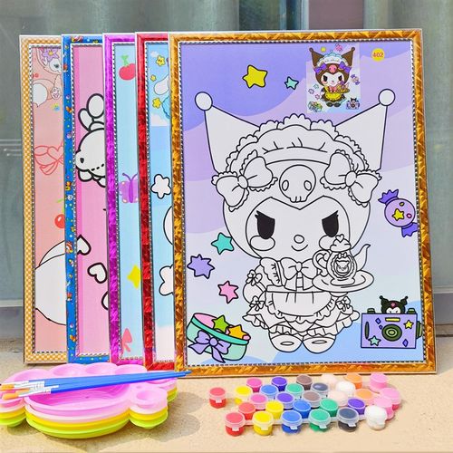 儿童画画涂色泡沫板广场涂鸦画板颜料水彩画diy水粉画摆摊套装