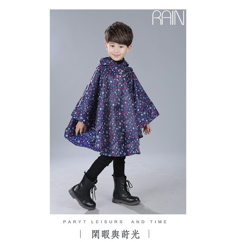 韩版儿童斗篷雨衣男童 小学生透气防水带书包位女孩雨披幼儿园