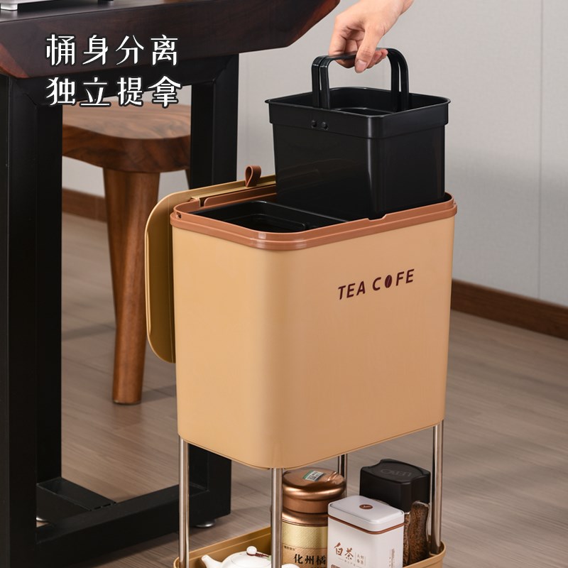 厨房垃圾桶家用茶水桶高款带盖免弯腰大容量客厅废水桶干湿分离筒