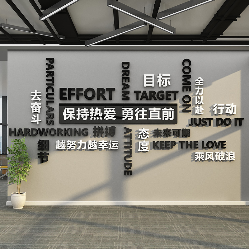 企业文化进门背景形象会议办公室司墙面氛围布置装饰贴画励志标语