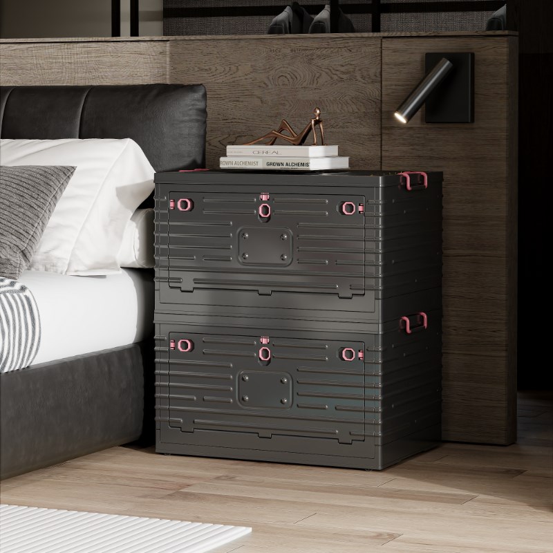 收纳箱带滑轮宿舍整理箱可折叠储物箱子三开门侧开门可堆叠大容量