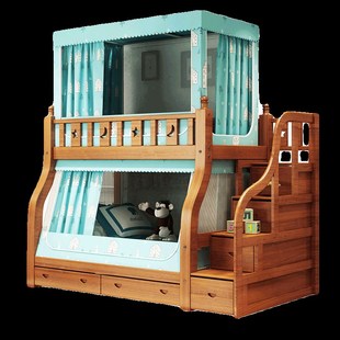 子母床蚊帐 2米长 1.8米上下床高低下铺梯形1.4书架款 全伸缩