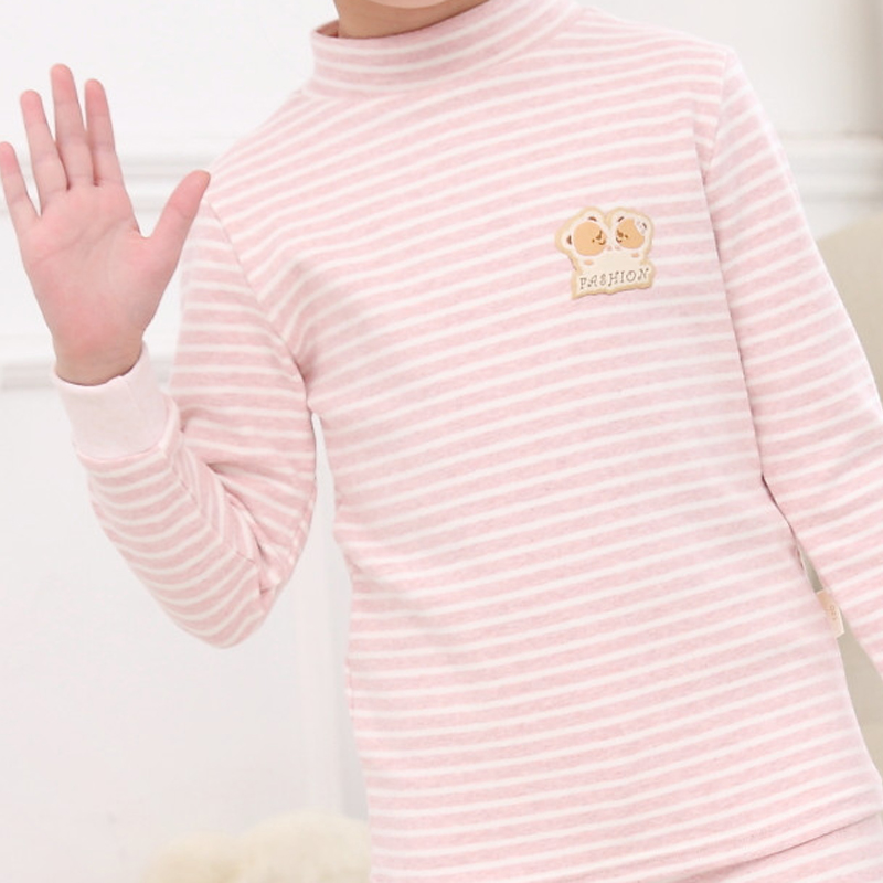 儿童内衣套装加厚中高领女宝宝棉毛衫男童彩棉保暖打底秋衣裤