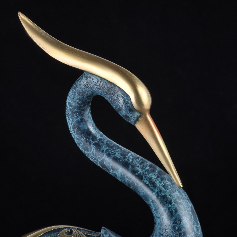 彩铜丹顶鹤摆件中式铜鹤工艺品家居客厅玄关装饰品乔迁商务礼品