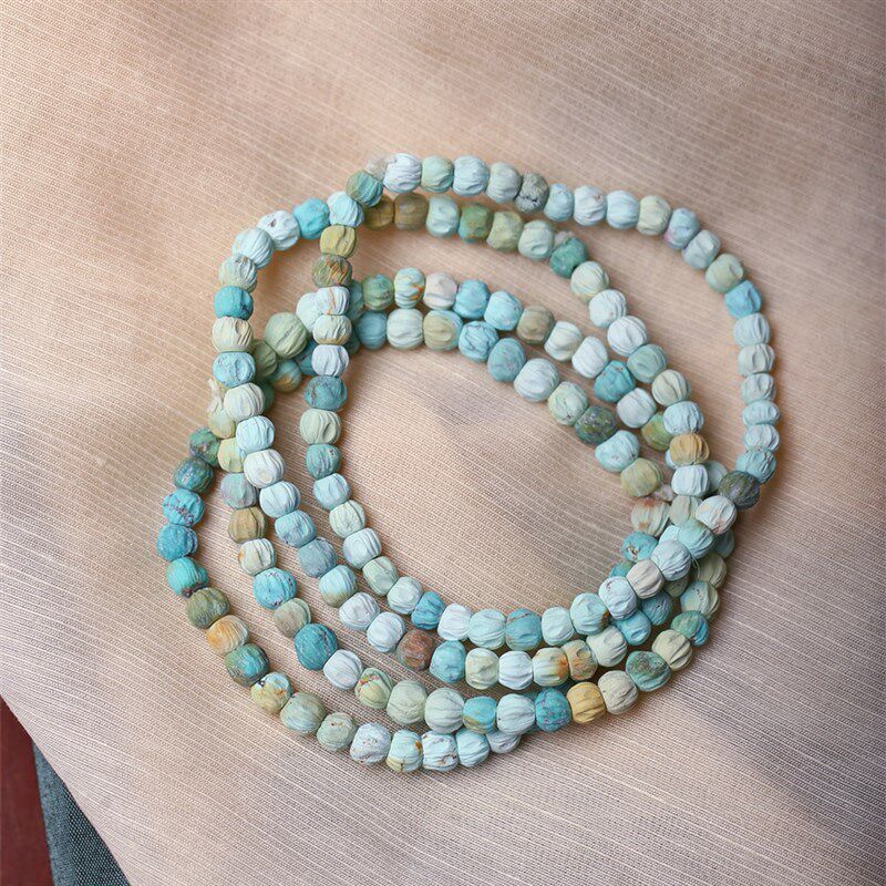 天然湖北原矿绿松石百香r籽款手链 男女款高端绿松手串饰品礼物