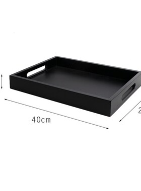 现代新中式黑色托盘木质烤漆收纳盘水果盘样板间软装饰品客厅玄关