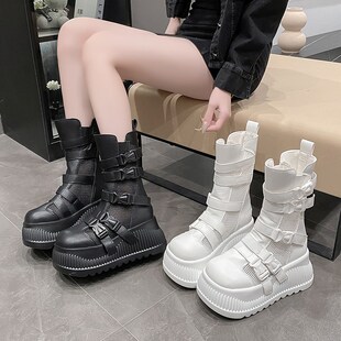 网靴女2025年夏季 松糕厚底短D靴透气网面马丁靴小个子镂空凉 新款