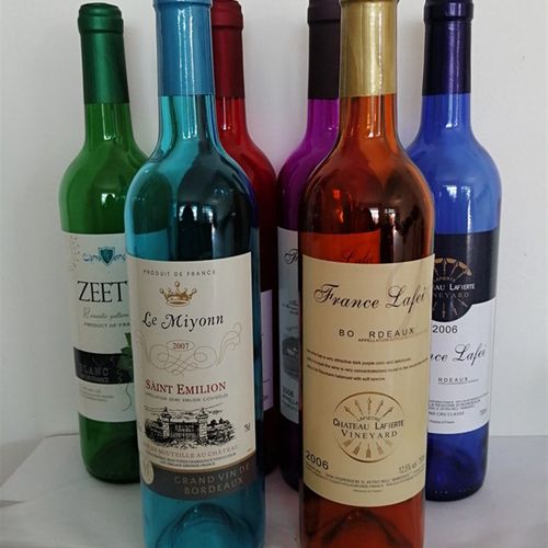 包邮彩色装饰红酒瓶玻璃瓶红色蓝色紫色绿色葡萄酒瓶酒吧装饰灯饰