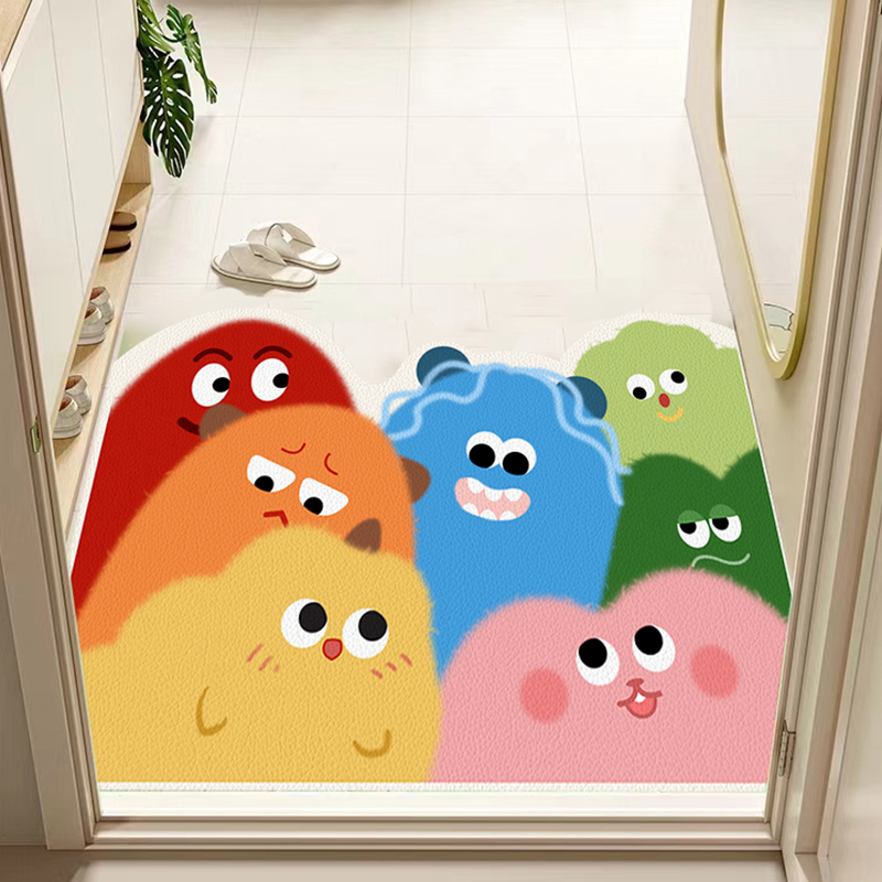 网红入户门地垫卡通皮革pvc可裁剪建裁剪门口地毯进门玄关脚垫子