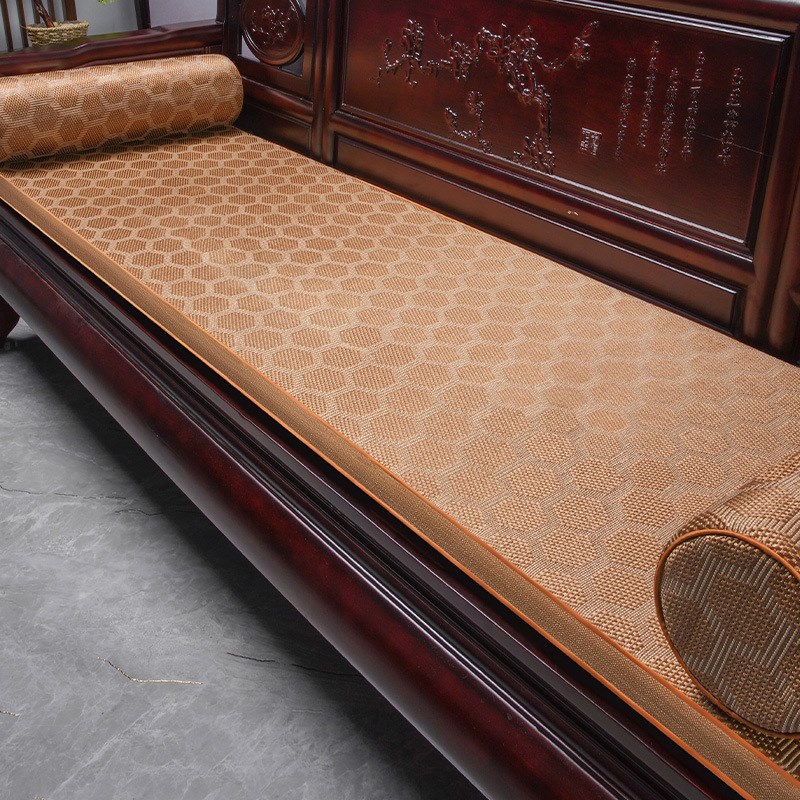 新中式红木沙发垫夏季新款冰藤编织凉席罗汉床藤席加厚海绵垫子