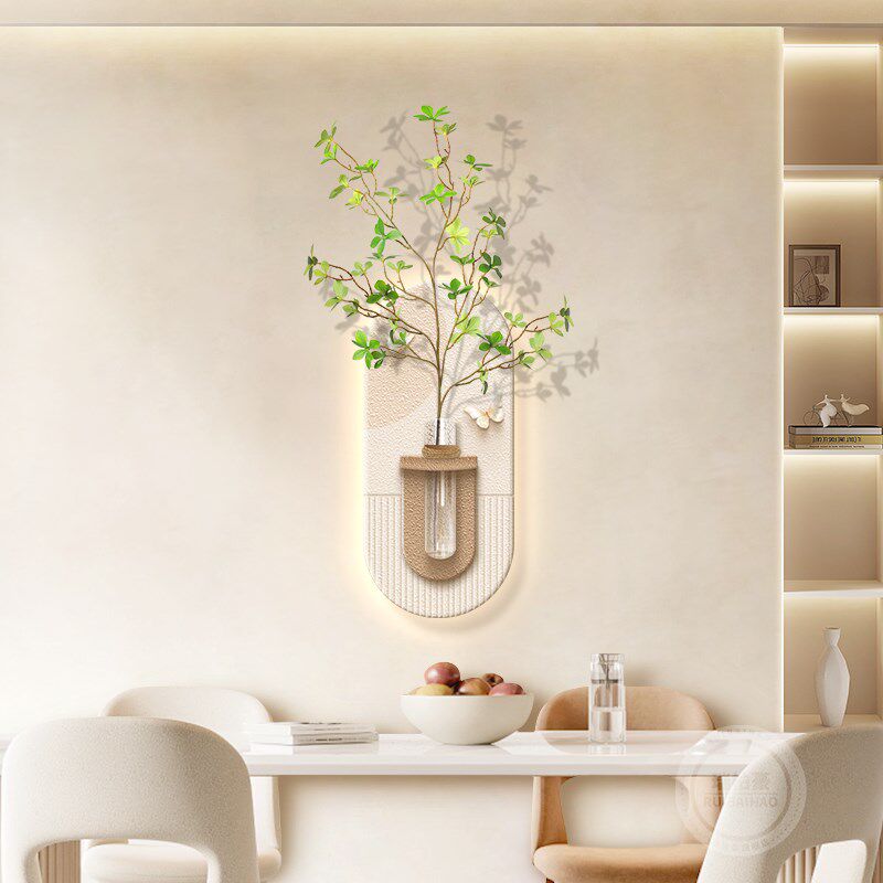 奶油风电视机背景墙装饰画简约餐厅挂件客厅立体高级感可插花壁画