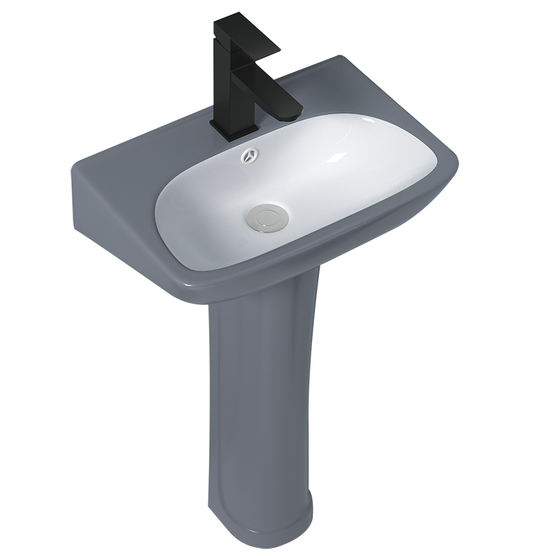 小户型一体落地式立柱盆陶瓷洗手盆卫生间阳台墙角免打孔灰洗脸盆