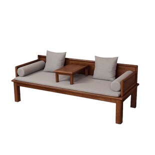 新中式实木罗汉床2024新款客厅家用双人伸缩沙发床黑胡桃木沙发椅