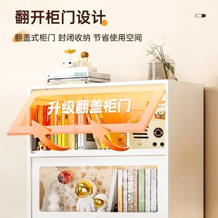 防尘书柜家用带玻璃门靠墙书架带斗柜落地铁皮收纳柜客厅展示柜子