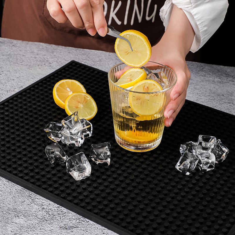 奶茶吧台防滑垫咖k啡沥水垫长方形酒杯垫多功能隔水垫子橡胶茶杯