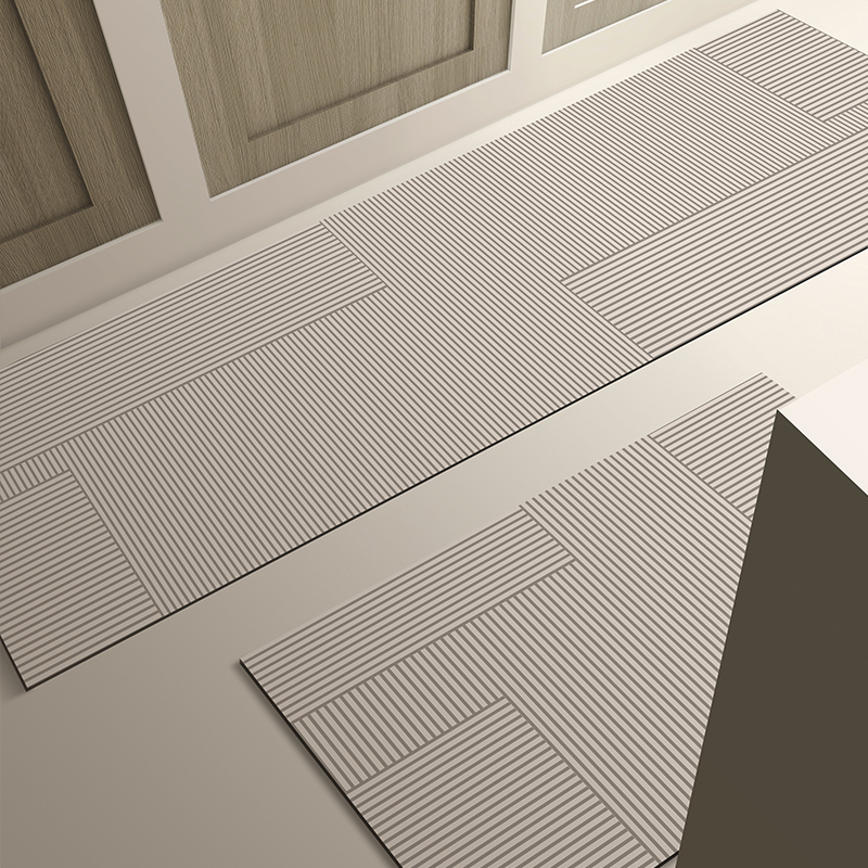 赤贫侘寂风硅藻泥软垫厨房防水脚垫F可擦免洗地毯防滑防油垫子地