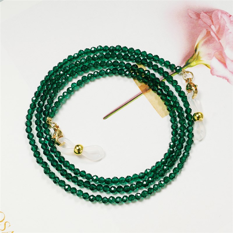 祖母绿切面黑f尖晶石眼镜链条挂脖网红挂绳时尚防滑眼睛链口罩挂