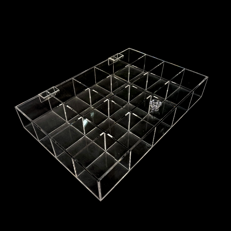 亚克力透b明翻盖格子收纳盒子散珠分格盒首饰盒桌面整理盒防尘定