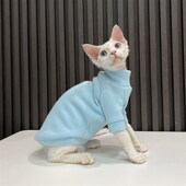天蓝加绒加厚高领毛衣无毛猫z衣服德文衣服斯芬克斯猫任发财
