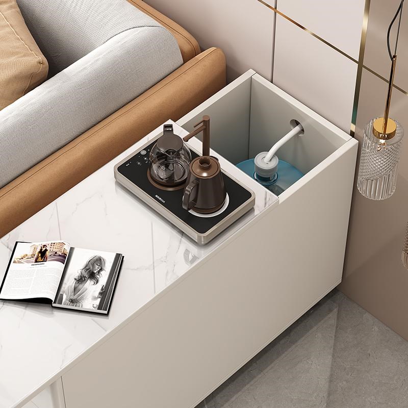 边几轻奢角几g客厅储物柜沙发边柜缝隙侧边扶手柜钢化玻璃台面茶