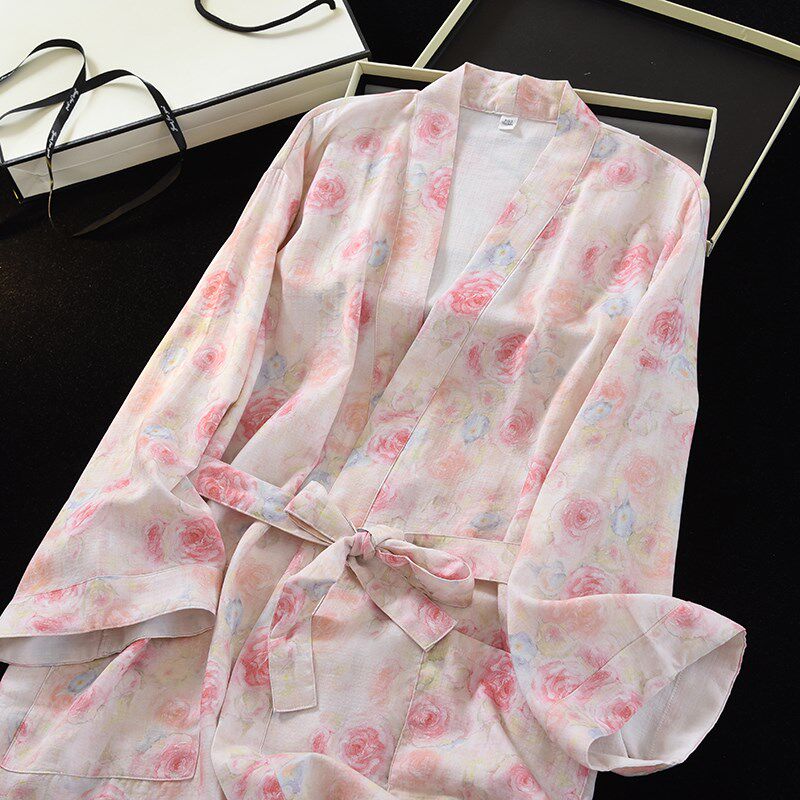 睡袍女夏b天薄款睡衣竹纤维睡裙2025新款和服浴袍长款春秋季家居