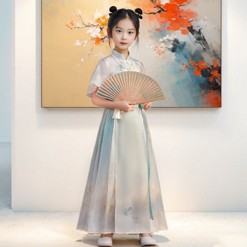 女童汉服2025新款夏季薄款套装国风古装L夏装女孩马面裙新中式唐