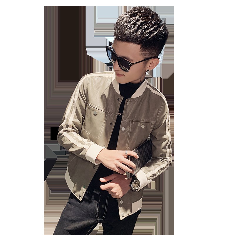 160冬季小码男装155 XS矮x小个子S号短款修身立领皮衣夹克加绒外