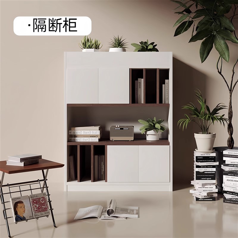 办公室隔断柜木质文件柜储物柜屏C风装饰花槽柜置物架工位遮挡边